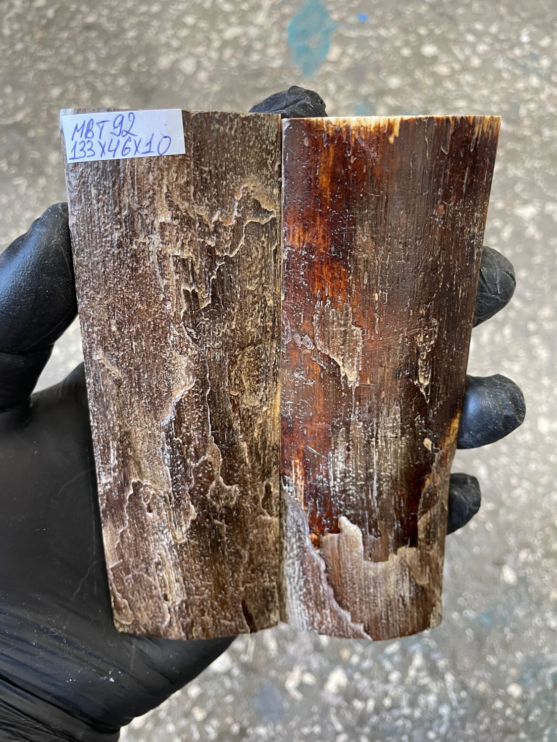 mammoth bark scales pair for knife handle MBT92