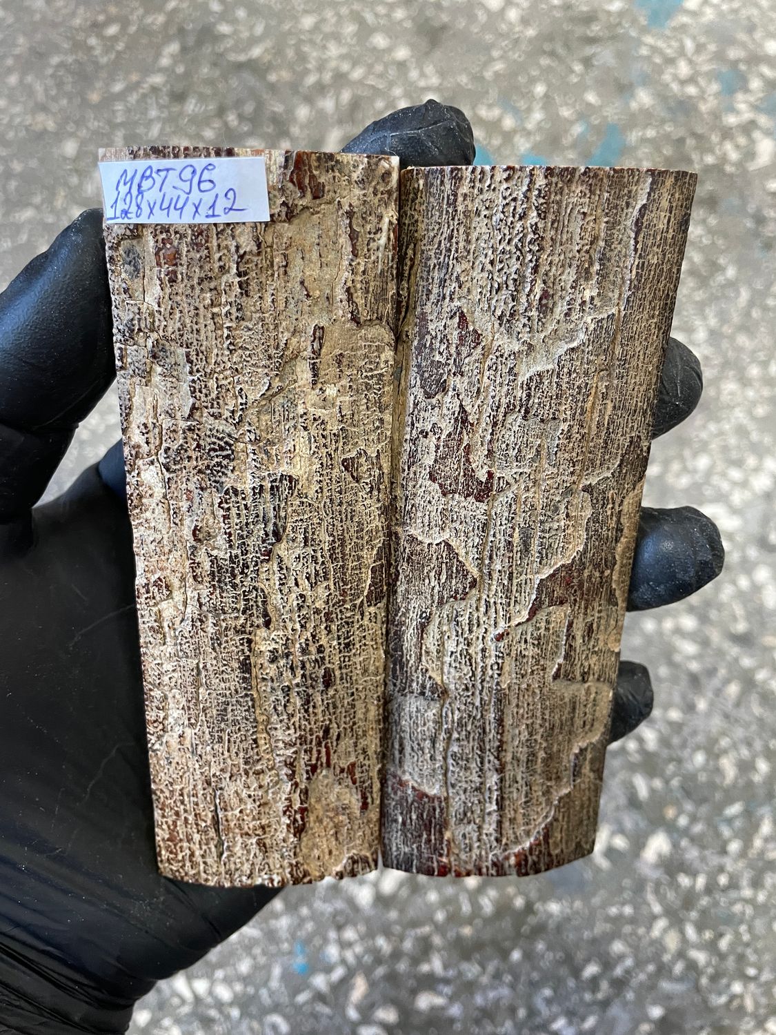 mammoth bark scales pair for knife handle MBT96