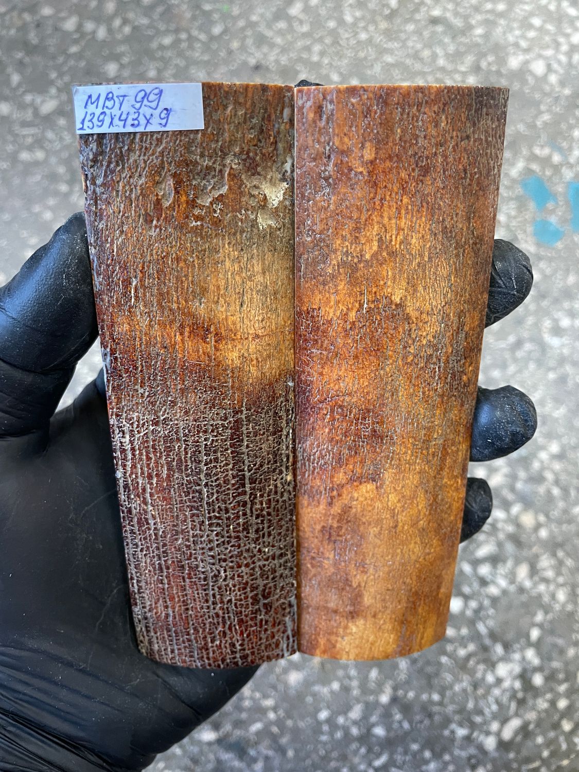 mammoth bark scales pair for knife handle MBT99