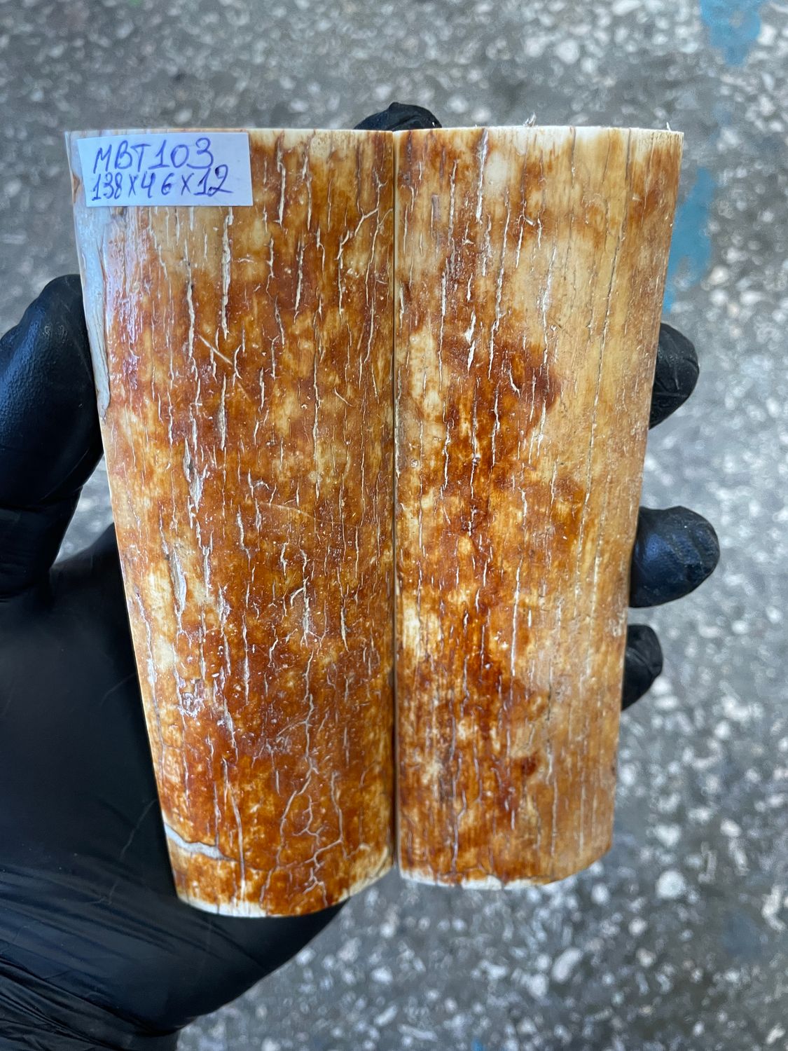 mammoth bark scales pair for knife handle MBT103