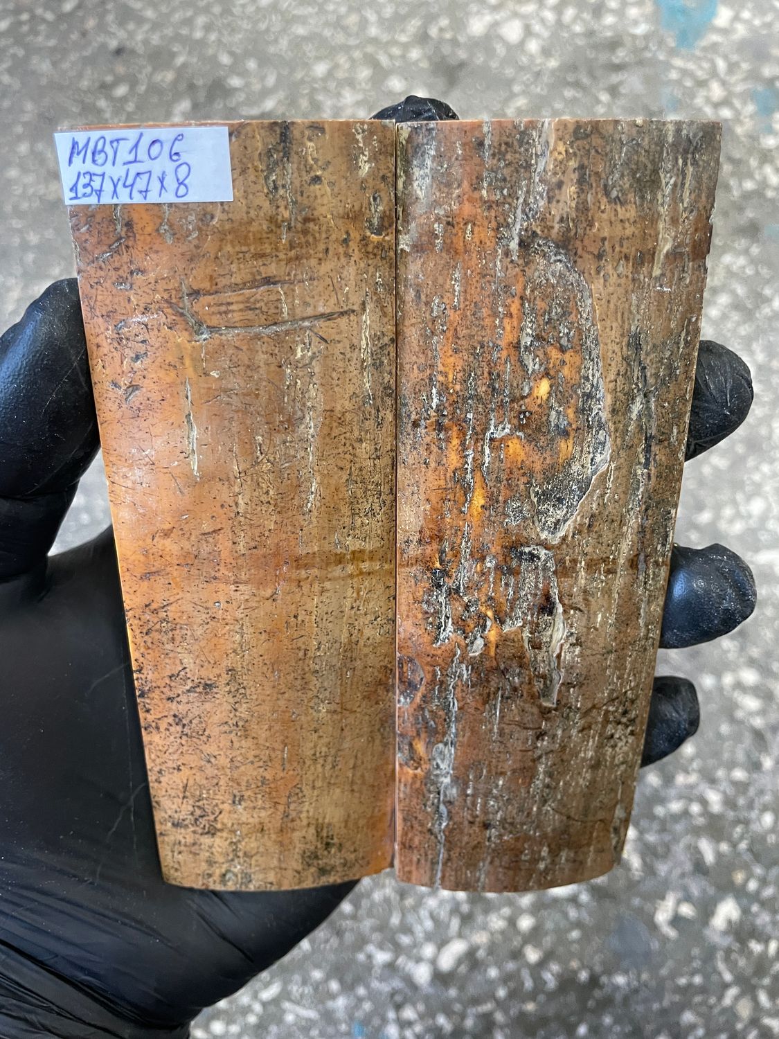 mammoth bark scales pair for knife handle MBT106