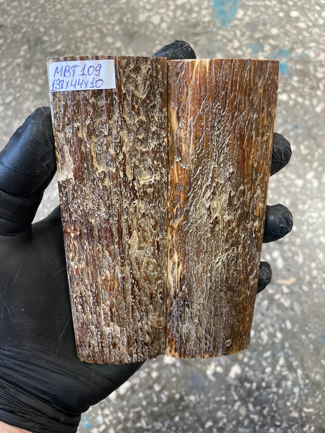 mammoth bark scales pair for knife handle MBT109