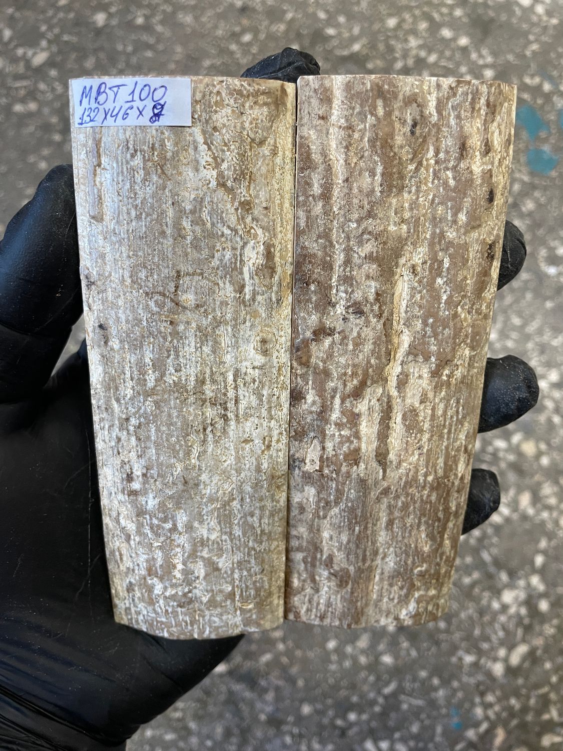 
mammoth bark scales pair for knife handle MBT100