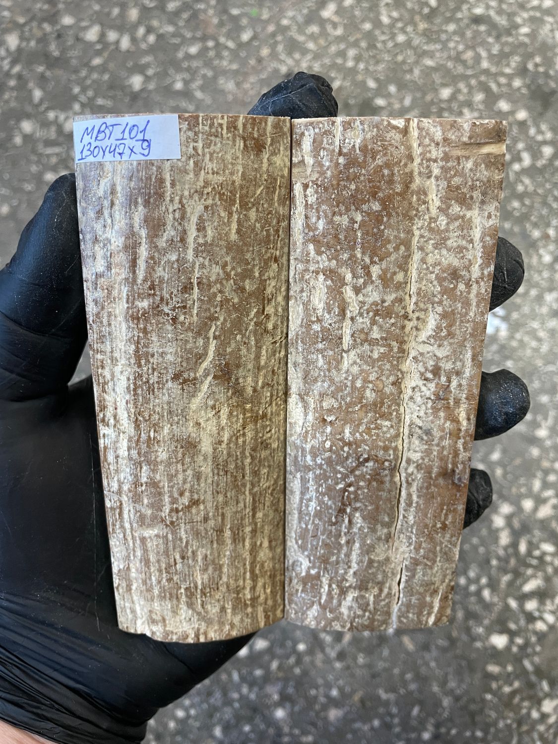 mammoth bark scales pair for knife handle MBT101