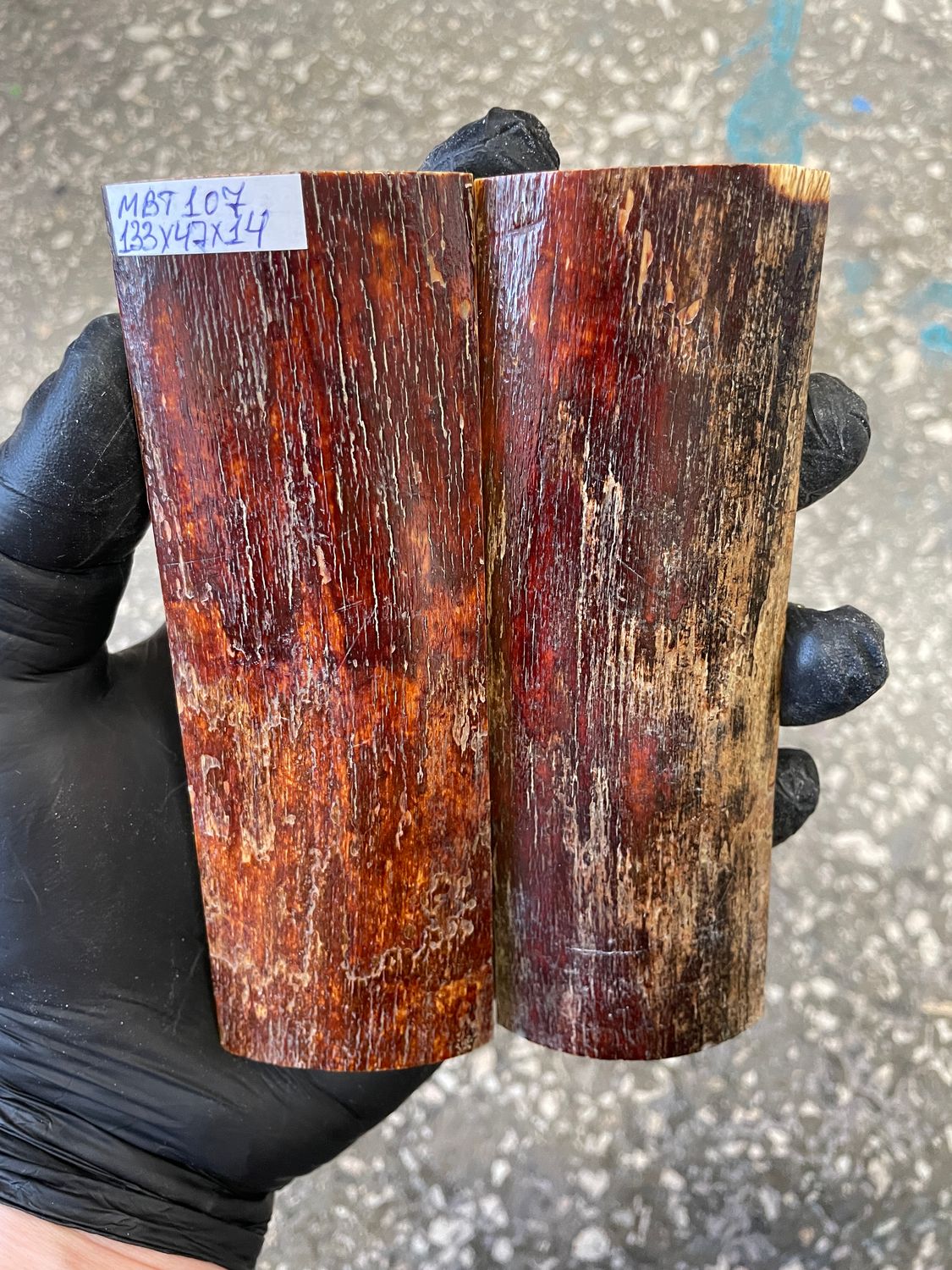 mammoth bark scales pair for knife handle MBT107