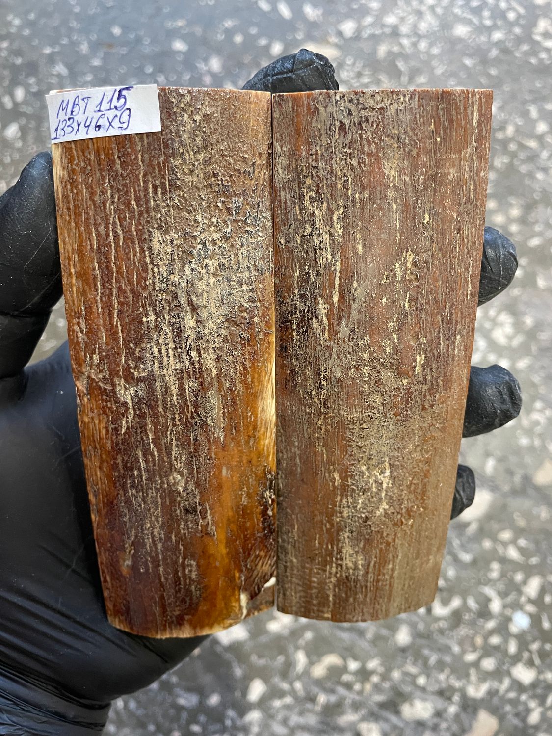 mammoth bark scales pair for knife handle MBT115