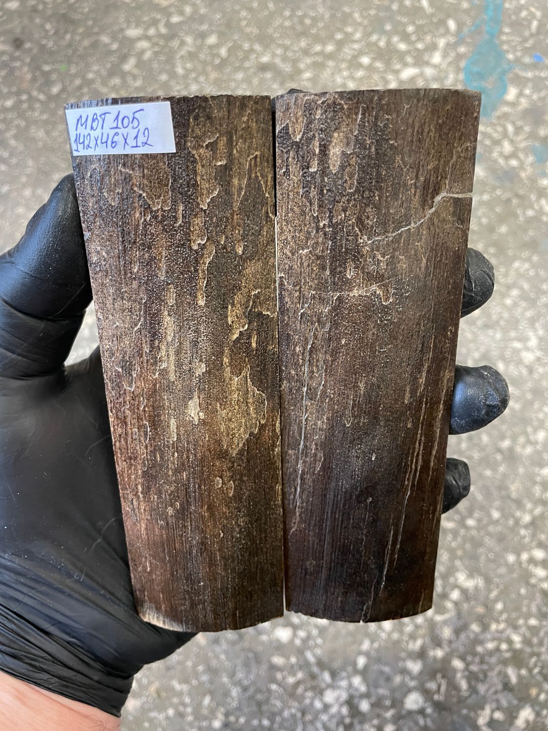 mammoth bark scales pair for knife handle MBT105