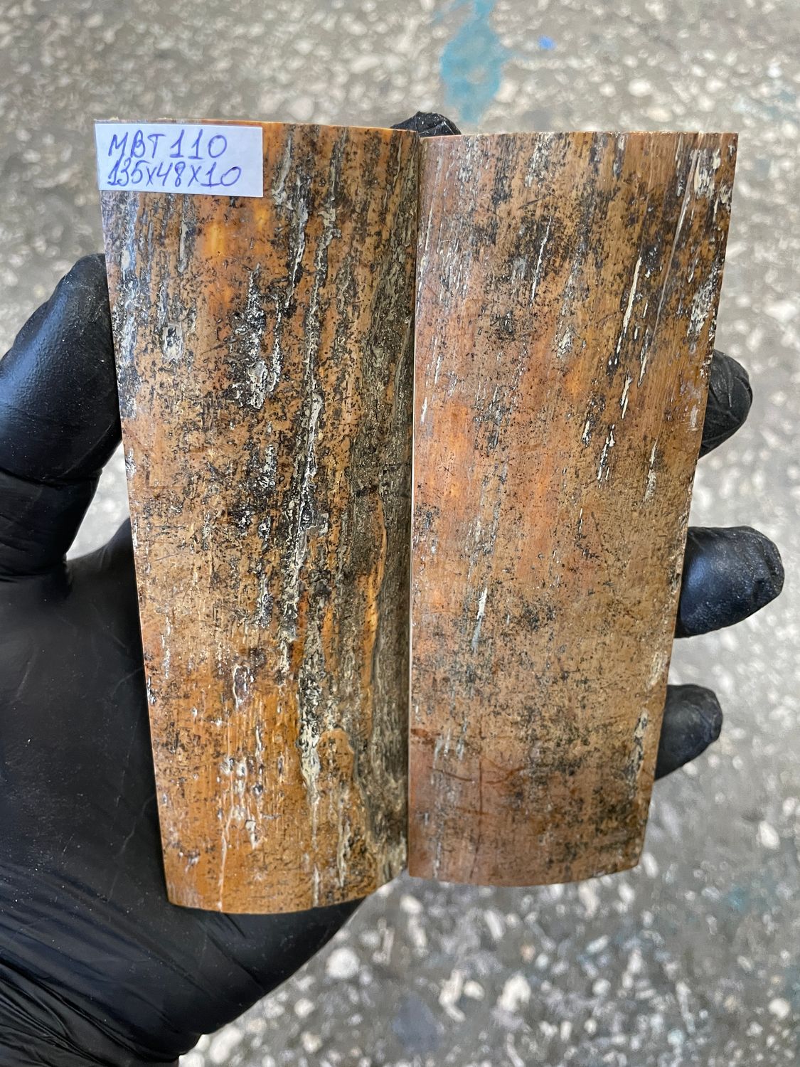mammoth bark scales pair for knife handle MBT110