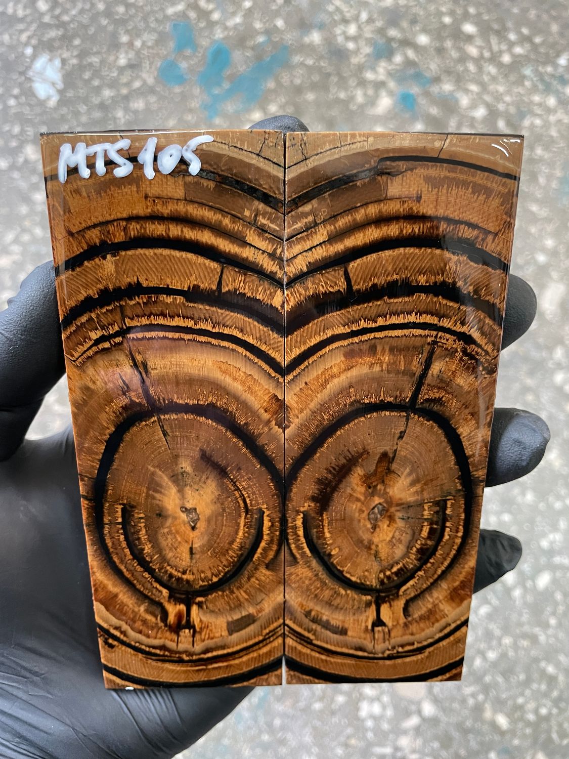 Mammoth Tusk Knife Scales Pair – Stabilized Fossil Handle Material for Knifemaking 5.23-1.77-0.39 inch MTS105