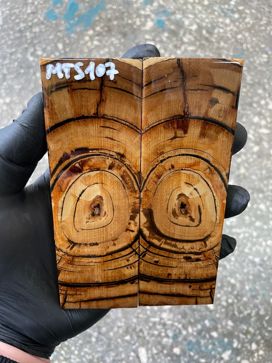 stabilized mammoth tusk knife scales pair fossil handle material MTS107