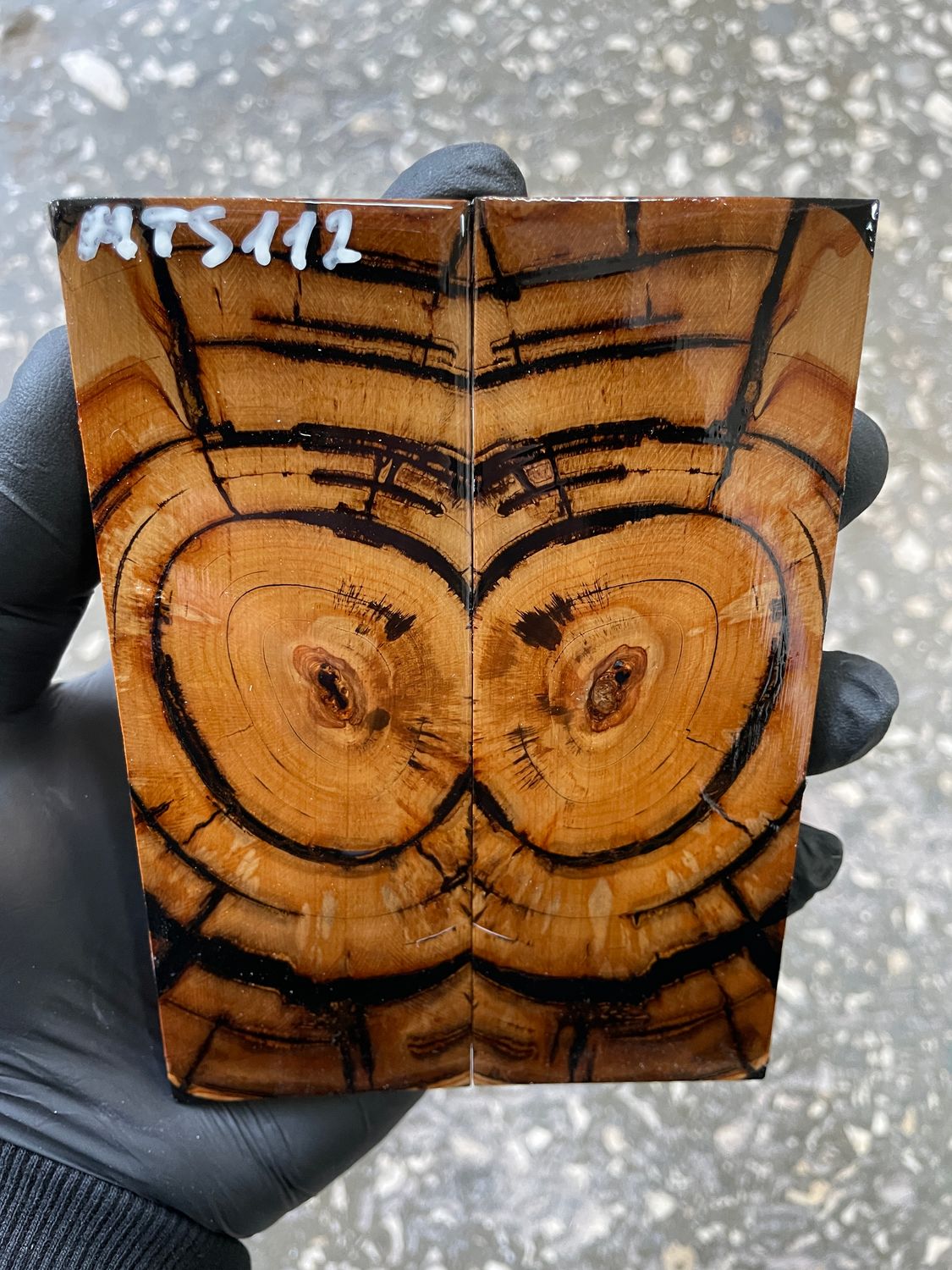 stabilized mammoth tusk knife scales pair fossil handle material MTS112