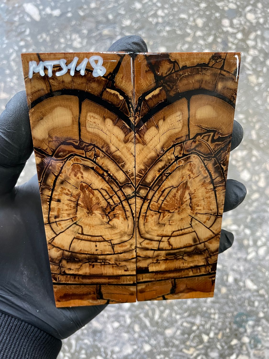 stabilized mammoth tusk knife scales pair fossil handle material MTS118