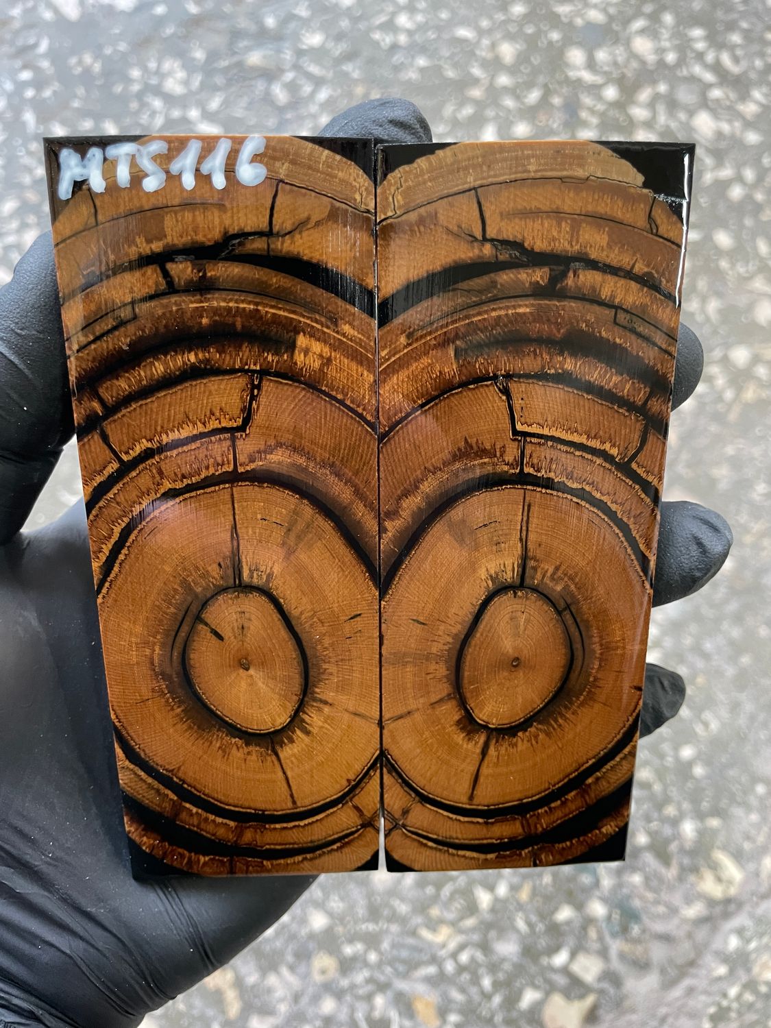 stabilized mammoth tusk knife scales pair fossil handle material MTS116