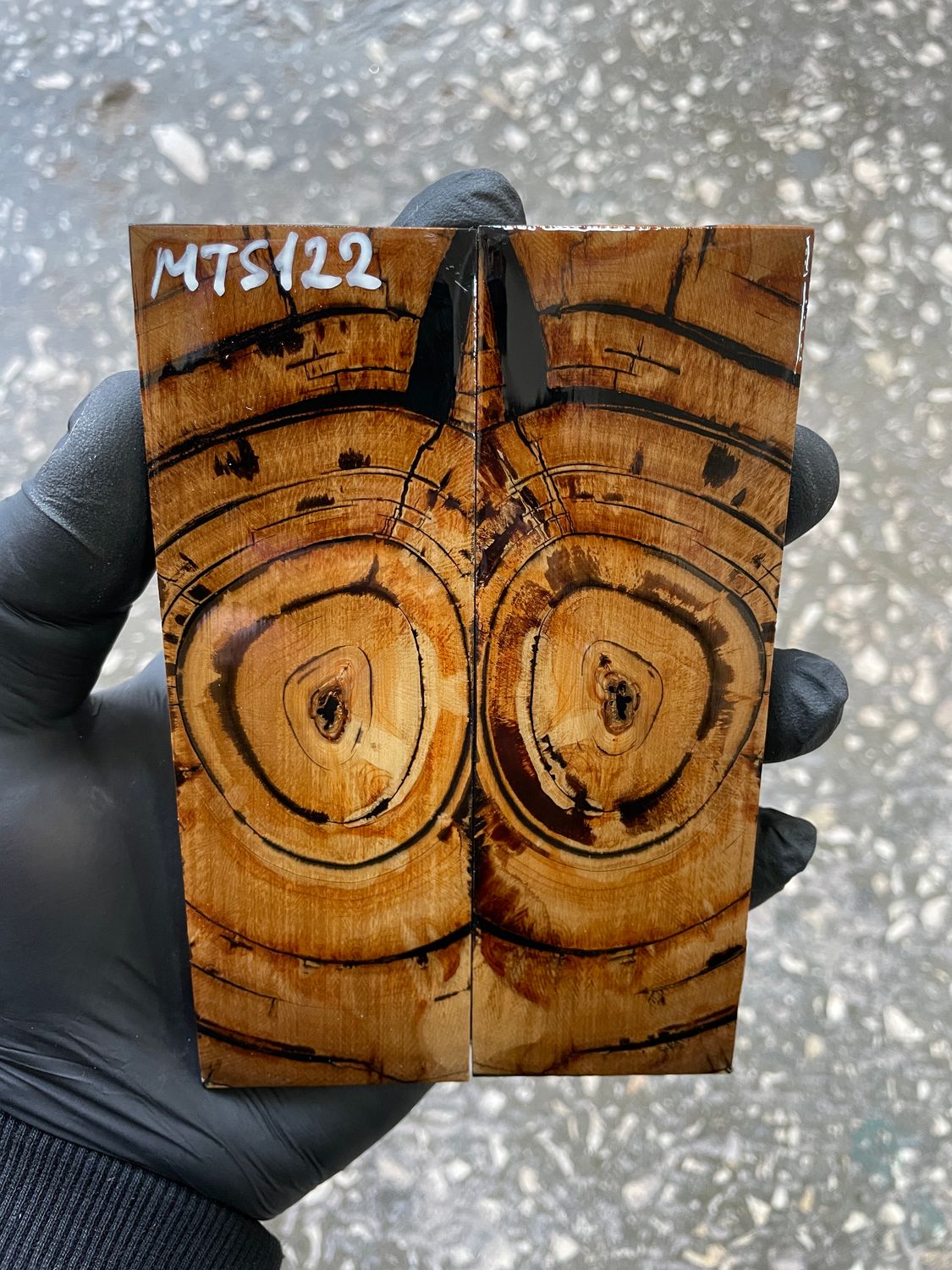 stabilized mammoth tusk knife scales pair fossil handle material MTS
122