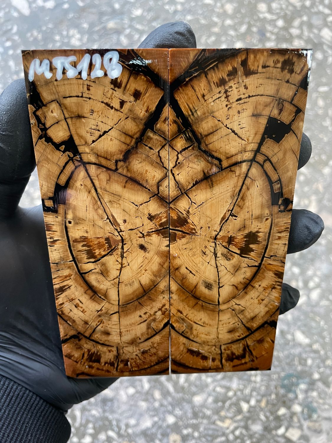 stabilized mammoth tusk knife scales pair fossil handle material MTS128