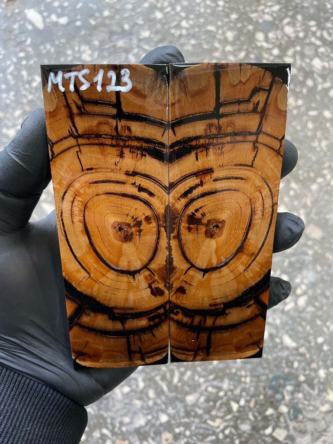 stabilized mammoth tusk knife scales pair fossil handle material MTS123