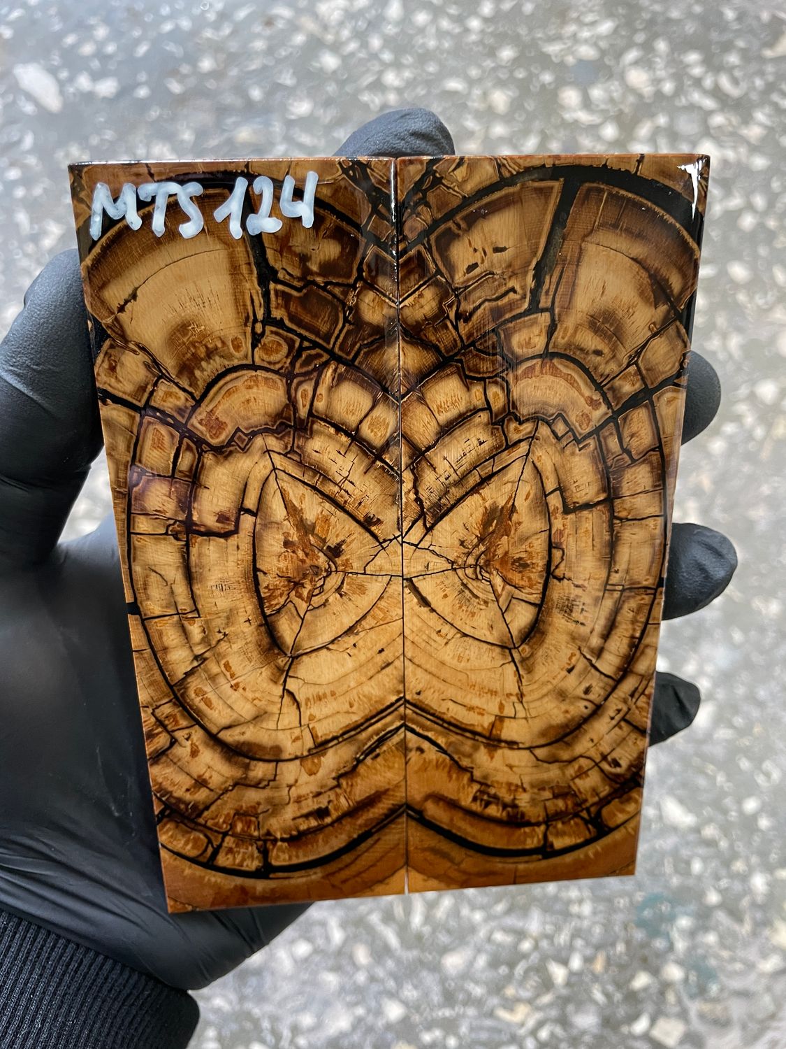 stabilized mammoth tusk knife scales pair fossil handle material MTS
124