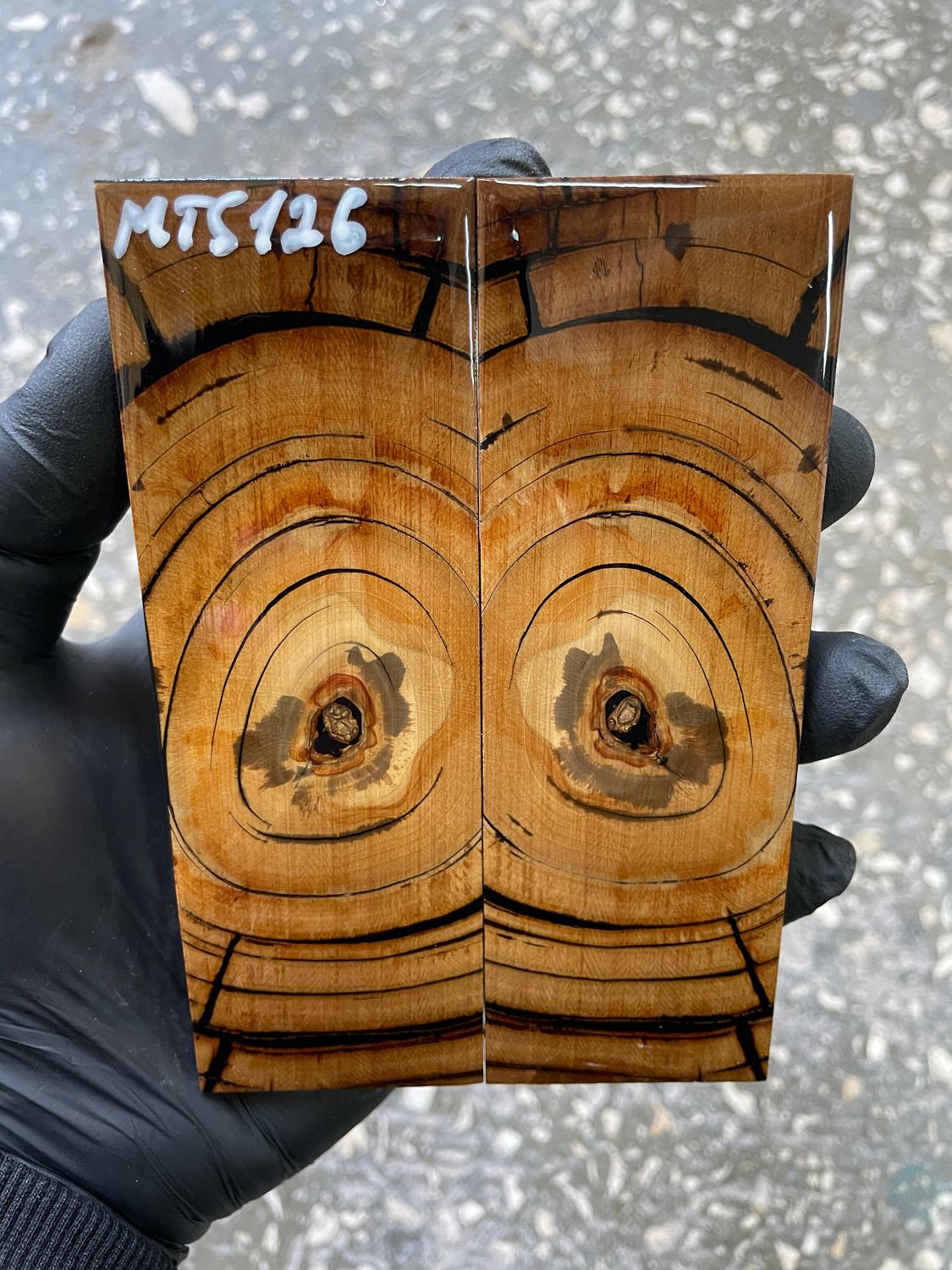 stabilized mammoth tusk knife scales pair fossil handle material MTS126