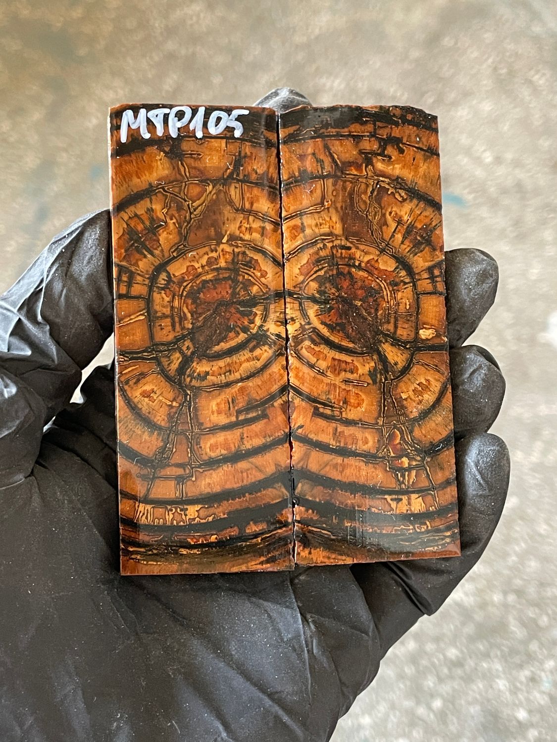 stabilized mammoth tusk knife scales pocket knife pair fossil material MTP105