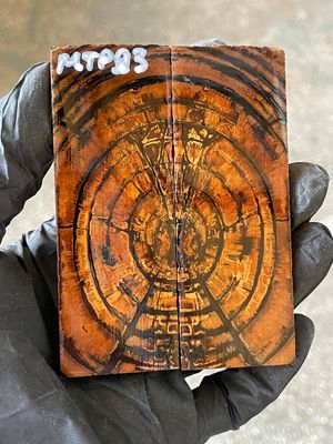 stabilized mammoth tusk knife scales pocket knife pair fossil material MTP93