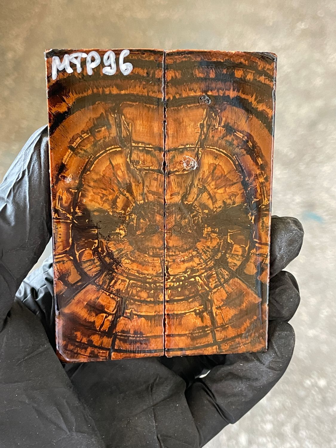 stabilized mammoth tusk knife scales pocket knife pair fossil material MTP96