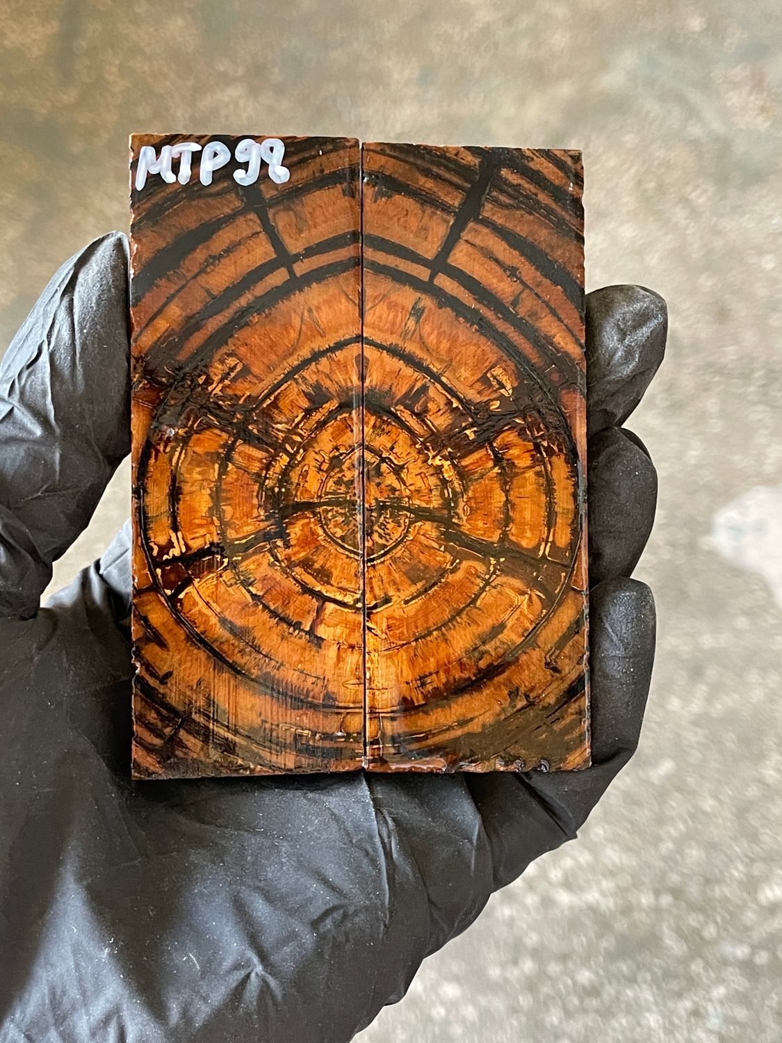 stabilized mammoth tusk knife scales pocket knife pair fossil material MTP98