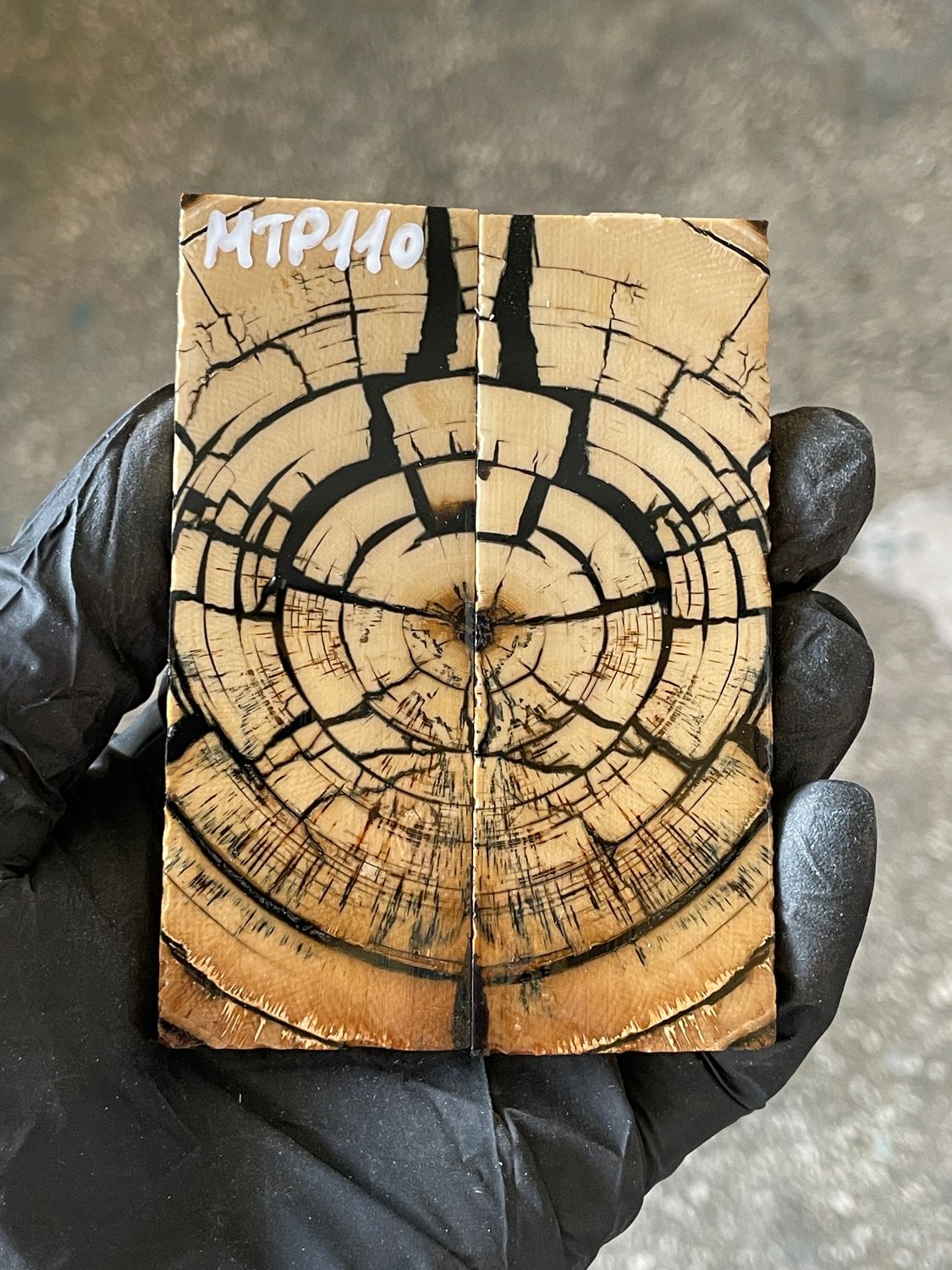 stabilized mammoth tusk knife scales pocket knife pair fossil material MTP110