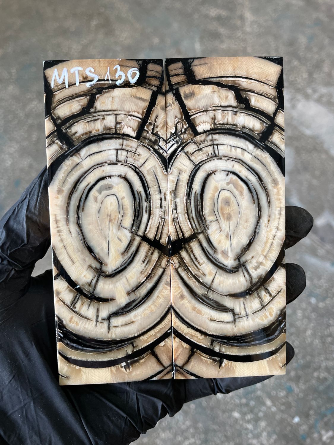 stabilized mammoth tusk knife scales pair fossil handle material MTS130