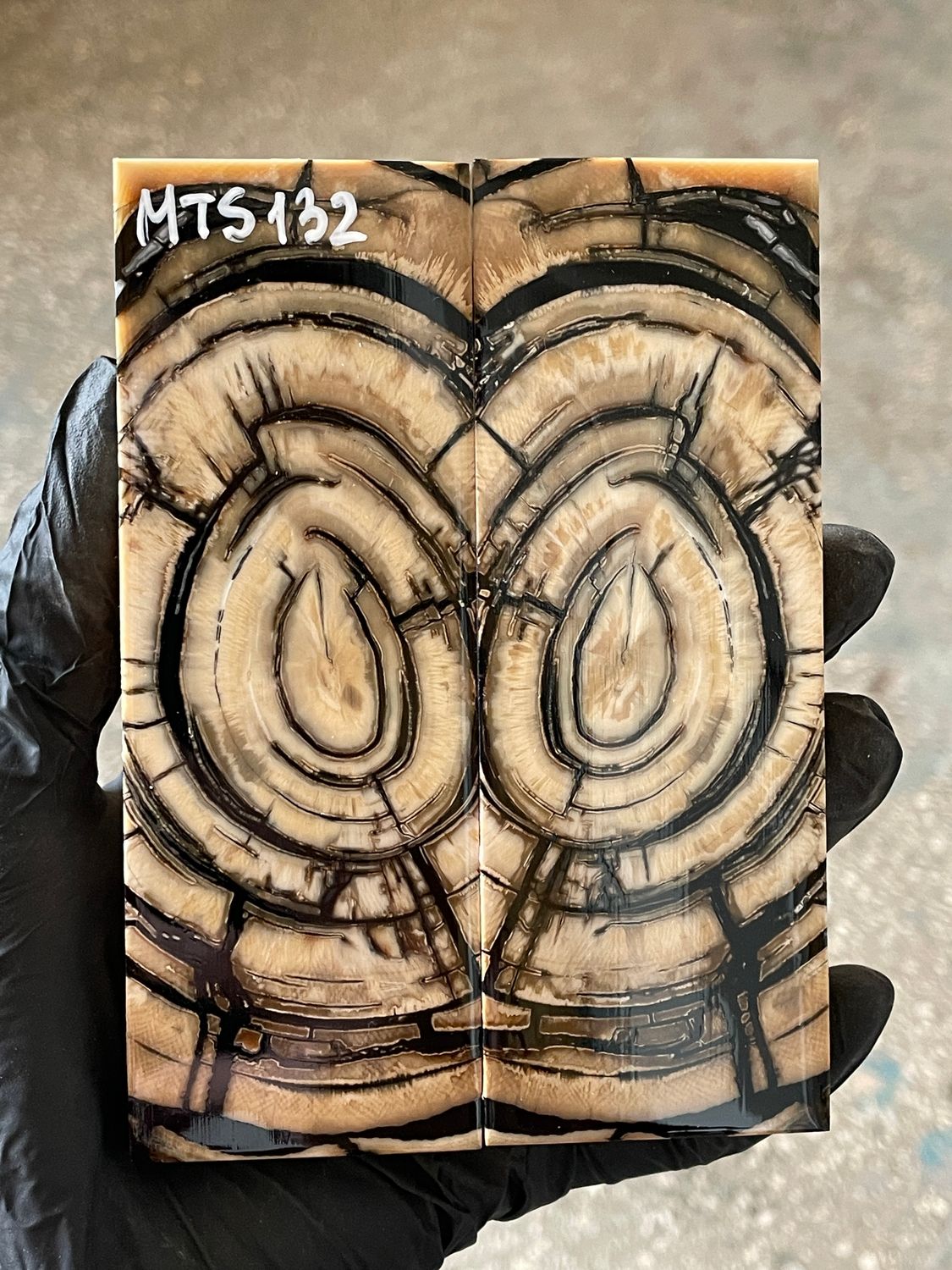 stabilized mammoth tusk knife scales pair fossil handle material MTS132