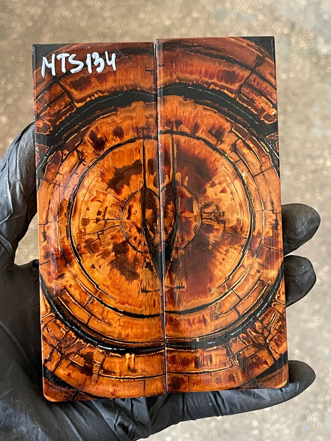 stabilized mammoth tusk knife scales pair fossil handle material MTS134