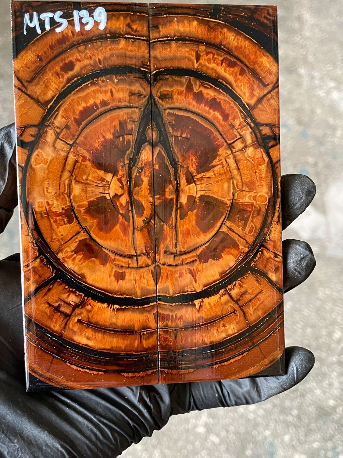 stabilized mammoth tusk knife scales pair fossil handle material MTS139