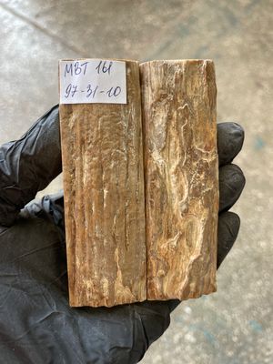 Mammoth Bark Tusk Knife Scales Fossil Pair 3.81×1.22×0.39 inch​​ MBT161