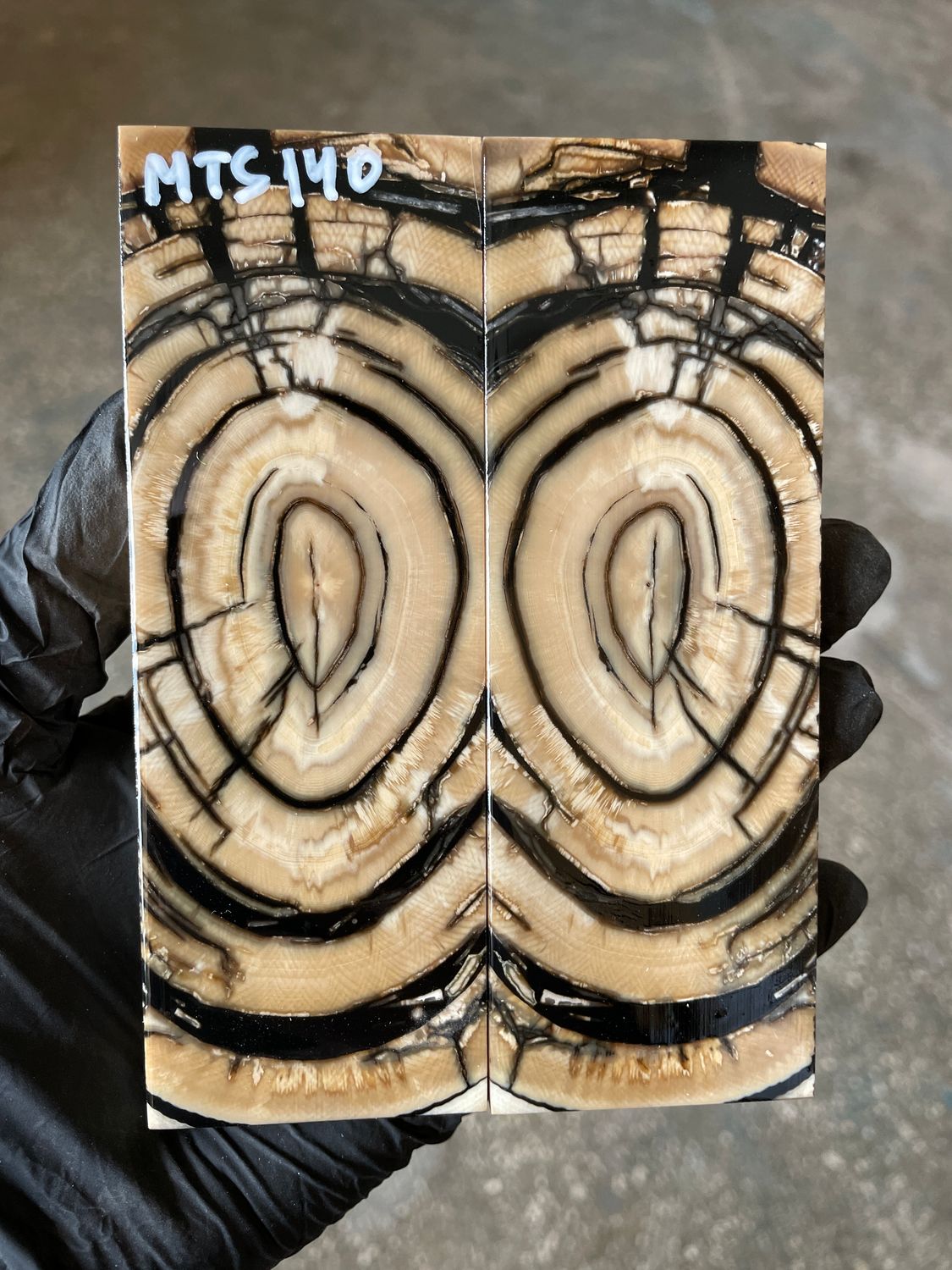 stabilized mammoth tusk knife scales pair fossil handle material MTS140