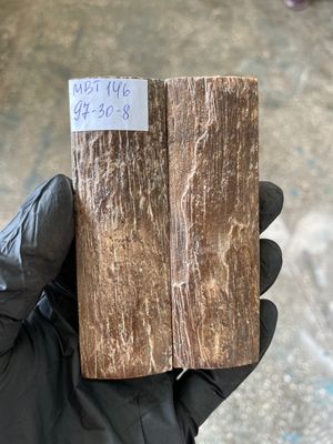 Mammoth Bark Tusk Knife Scales Fossil Pair 3.81×1.18×0.31 inch​​ MBT146