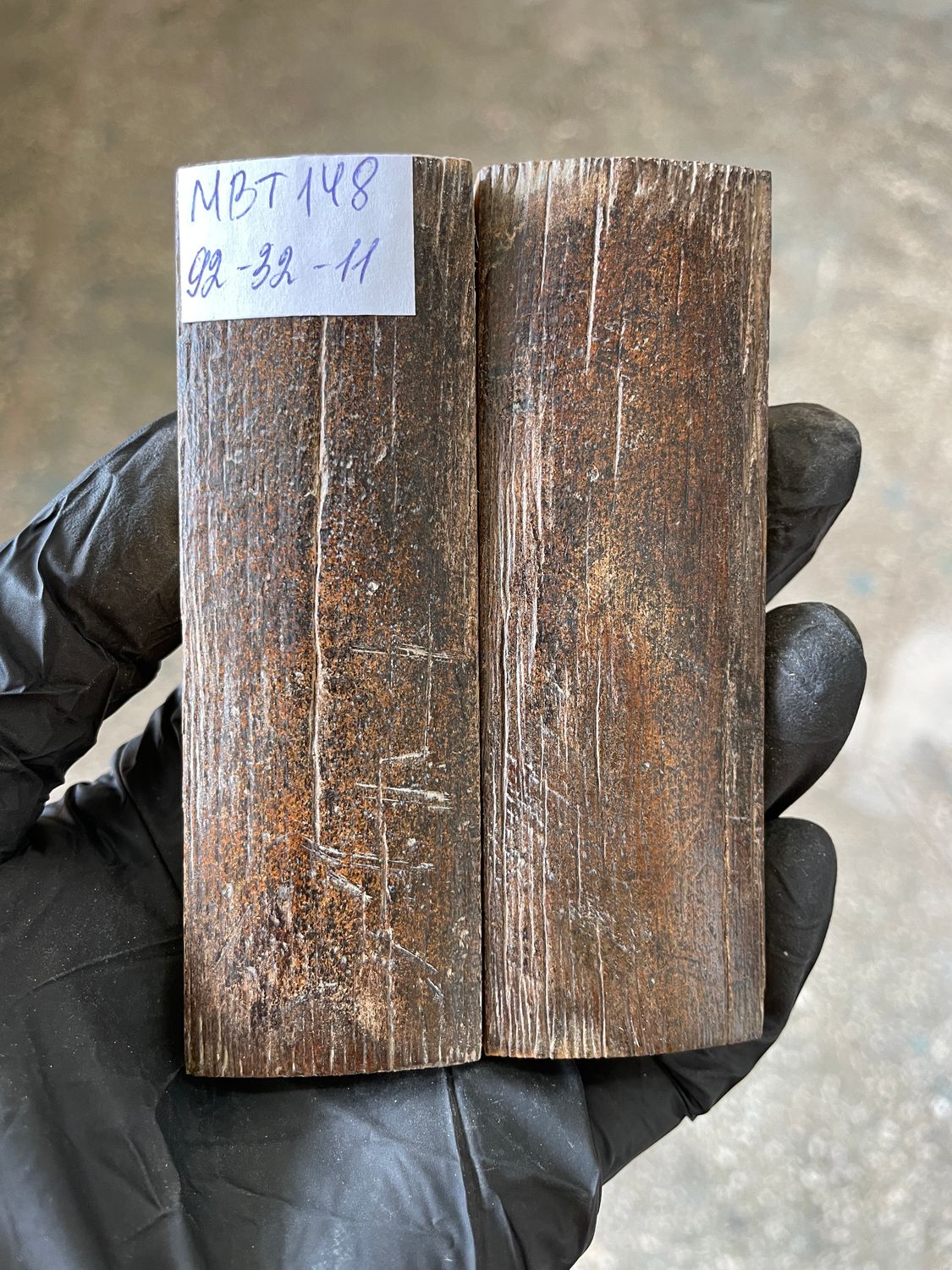 Mammoth Bark Tusk Knife Scales Fossil Pair 3.62×1.25×0.43 inch​​ MBT148