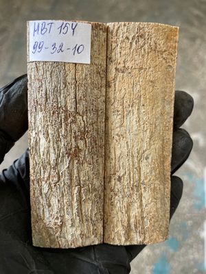 Mammoth Bark Tusk Knife Scales Fossil Pair 3.89×1.25×0.39 inch​​ MBT154