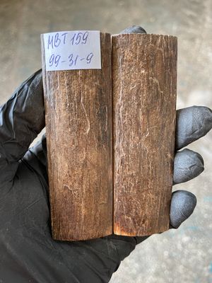Mammoth Bark Tusk Knife Scales Fossil Pair 3.89×1.22×0.35 inch​​ MBT159