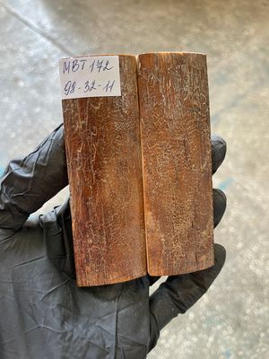 Mammoth Bark Tusk Knife Scales Fossil Pair 3.85×1.25×0.43 inch​​ MBT172