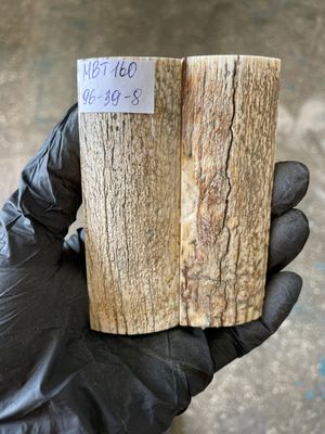 Mammoth Bark Tusk Knife Scales Fossil Pair 3.77×1.53×0.31 inch​​ MBT160