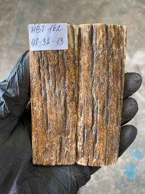 Mammoth Bark Tusk Knife Scales Fossil Pair 3.85×1.25×0.51 inch​​ MBT162
