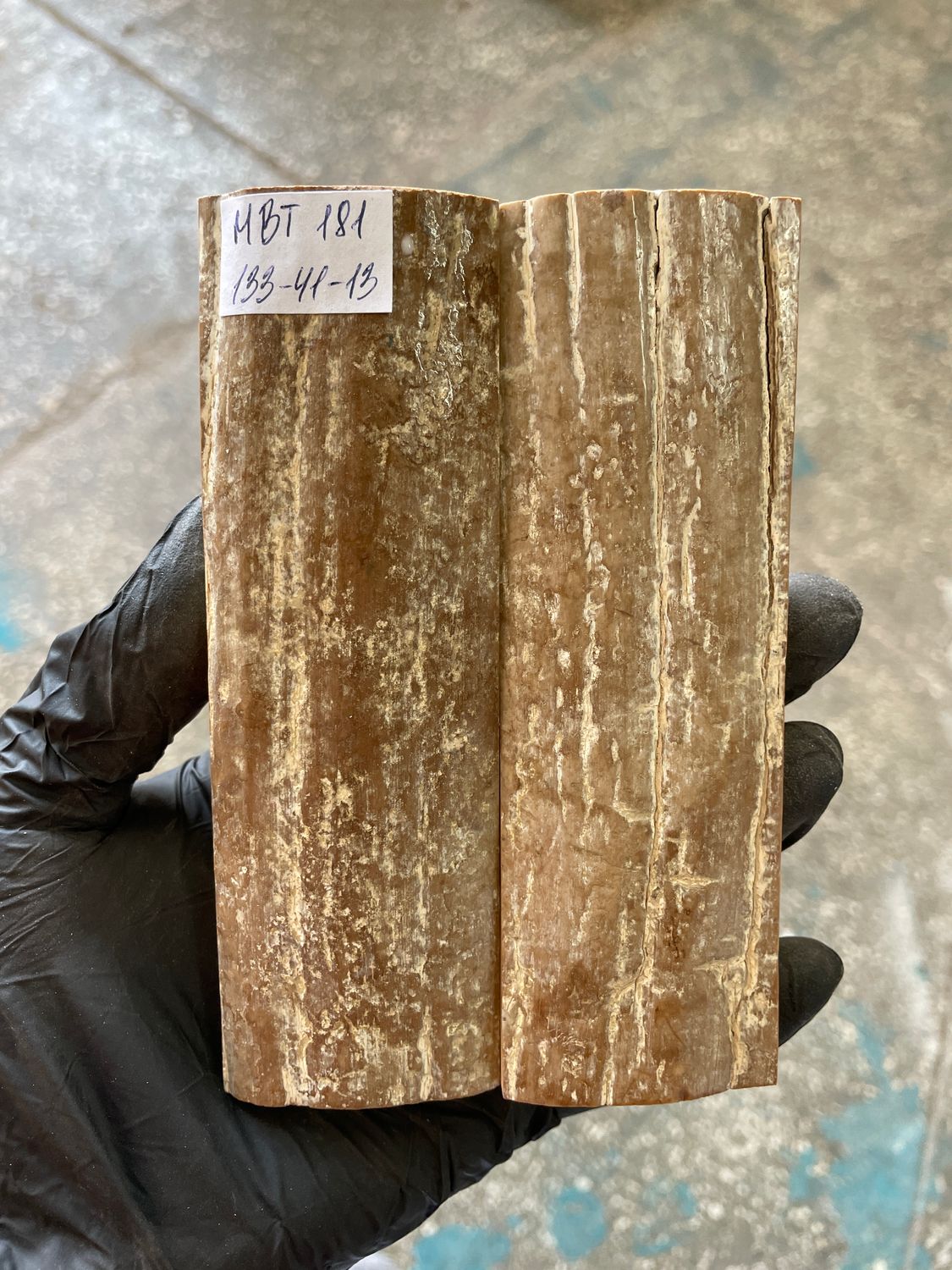 Mammoth Bark Tusk Knife Scales Fossil Pair 5.23×1.61×0.51 inch​​ MBT181