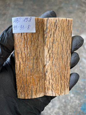 Mammoth Bark Tusk Knife Scales Fossil Pair 3.66×1.29×0.31 inch​​ MBT158