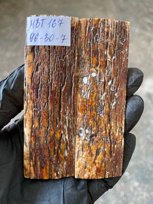 Mammoth Bark Tusk Knife Scales Fossil Pair 3.77×1.18×0.27 inch​​ MBT167