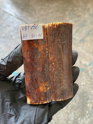 Mammoth Bark Tusk Knife Scales Fossil Pair 3.74×1.22×0.43 inch​​ MBT170