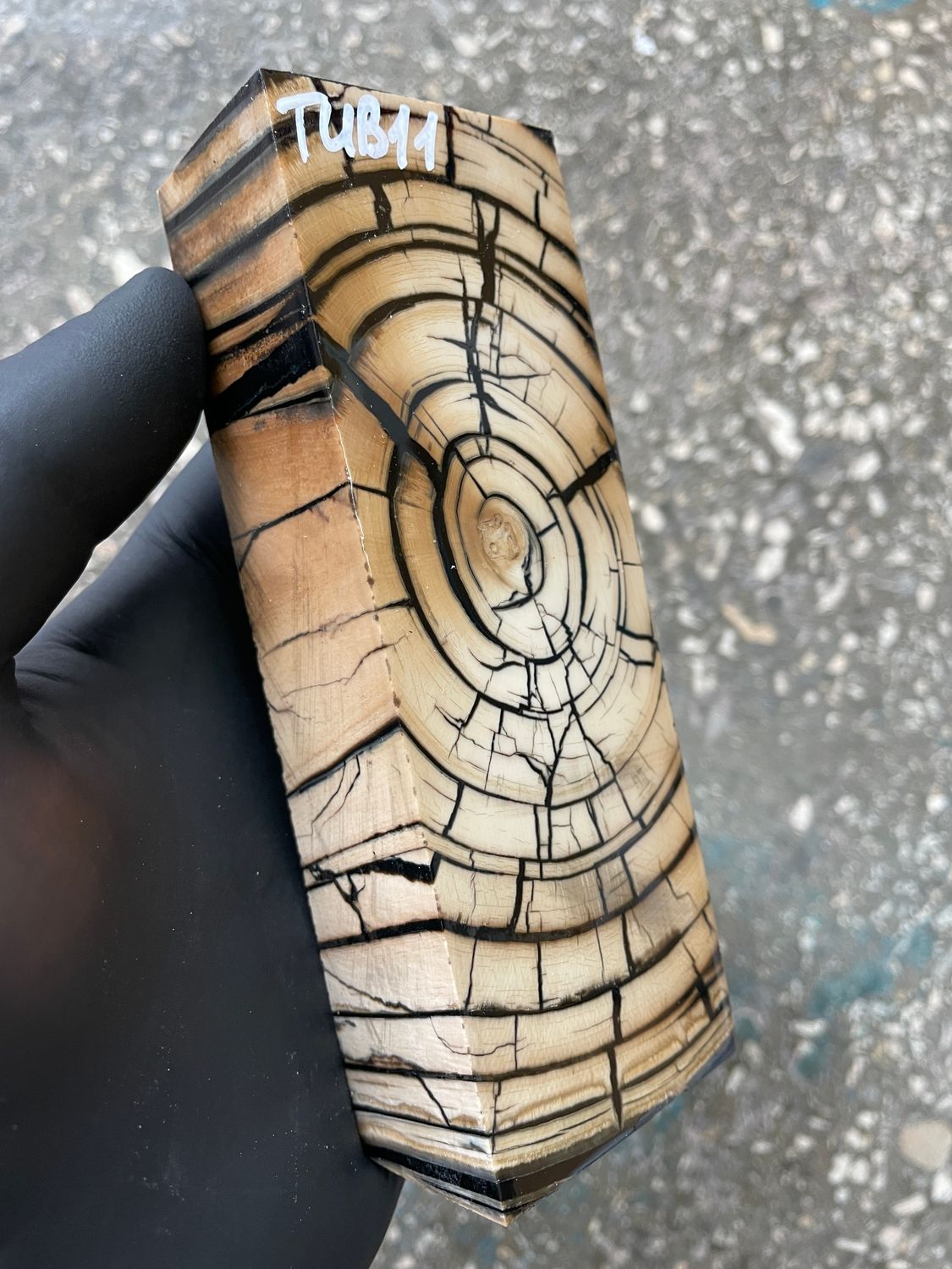 Mammoth Tusk Block Stabilized – Fossil Knife Handle Material for Custom Knives 5.35-1.88-1.18 inch TUB11
