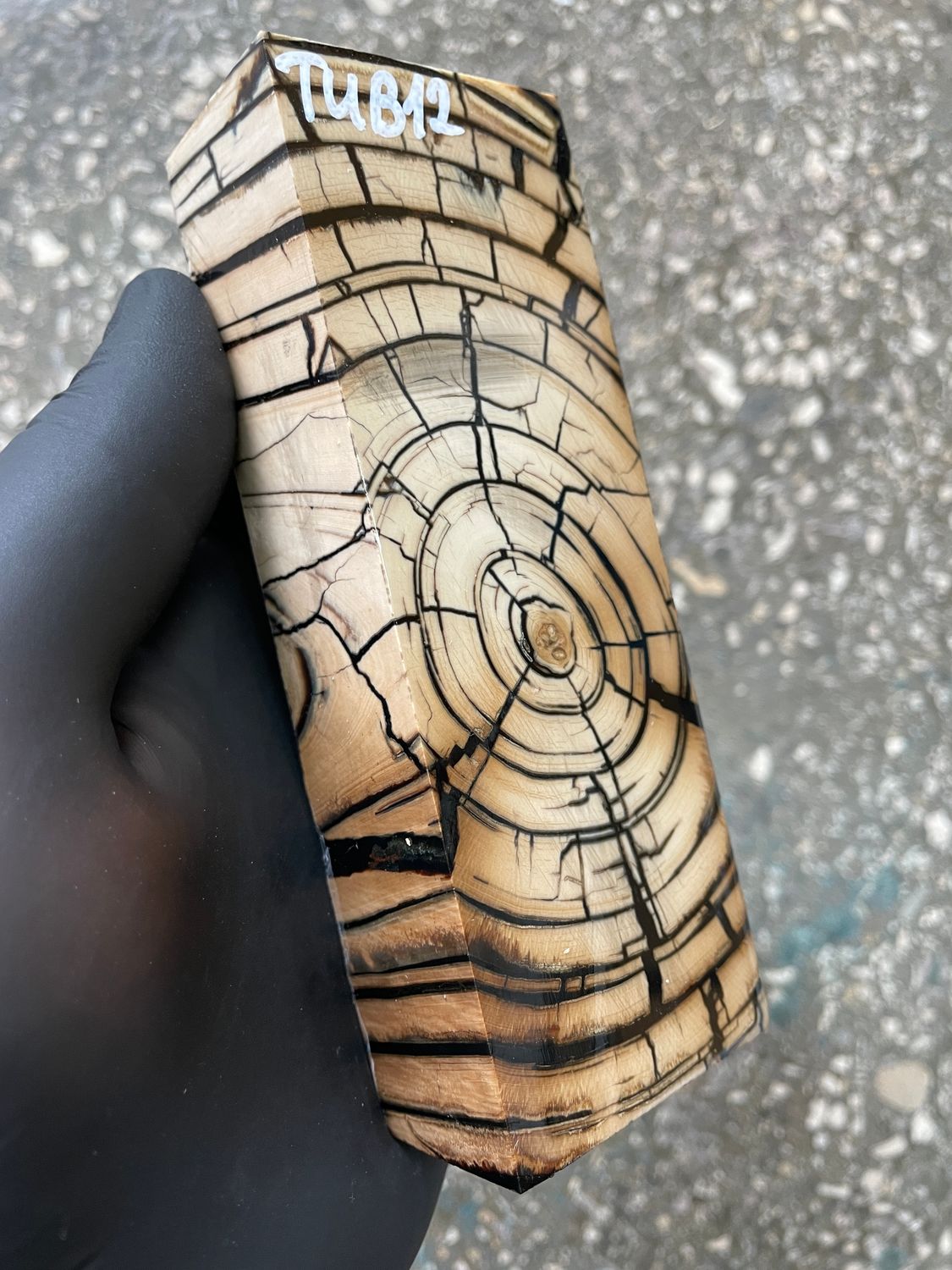 Mammoth Tusk Block Stabilized – Fossil Knife Handle Material for Custom Knives 5.31-1.88-1.18 inch TUB12