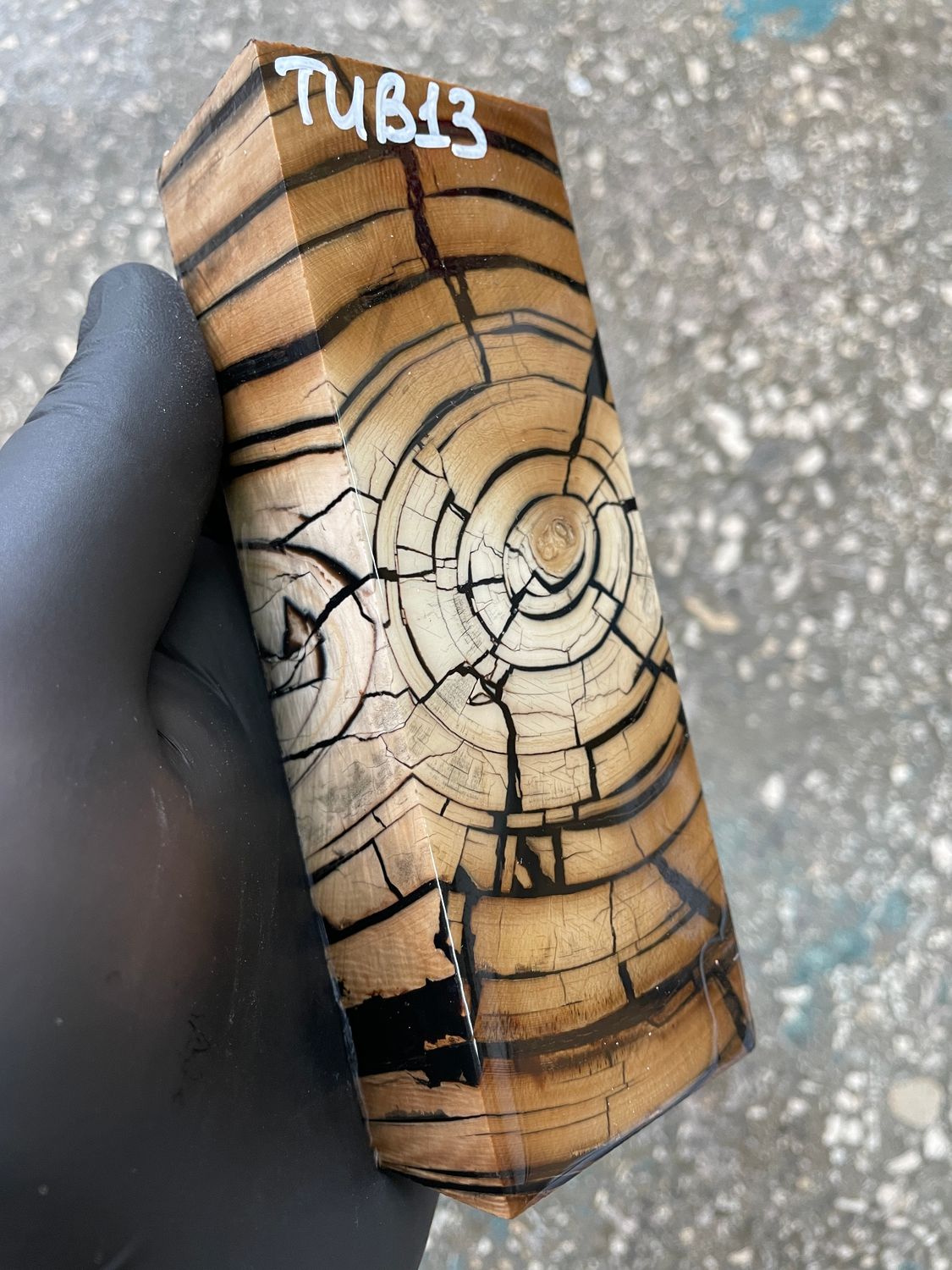 Mammoth Tusk Block Stabilized – Fossil Knife Handle Material for Custom Knives 5.35-1.88-1.10 inch TUB13