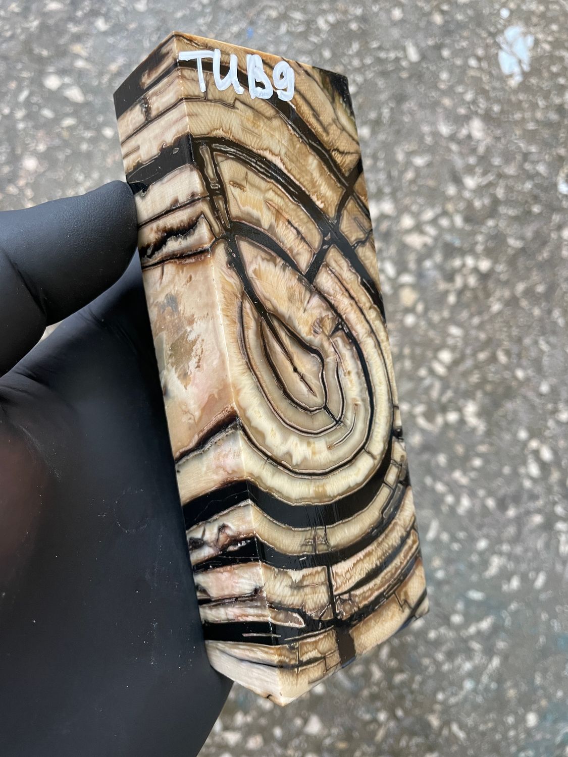 Mammoth Tusk Block Stabilized – Fossil Knife Handle Material for Custom Knives 5.19-1.92-1.1 inch TUB9