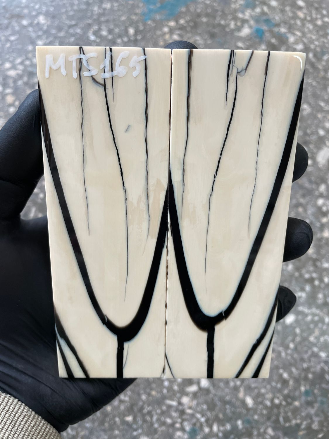 stabilized mammoth tusk knife scales pair fossil handle material MTS165