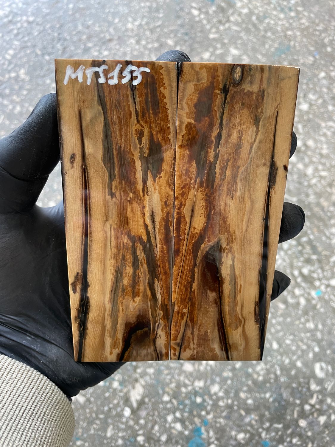 stabilized mammoth tusk knife scales pair fossil handle material MTS155
